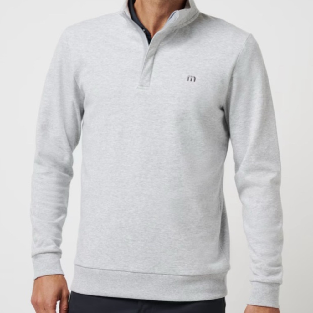 Travis Mathew Gray Zip Up Sweater with Standing Collar